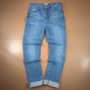 Special A Size 13 Cropped Skinny Jeans Medium Wash Raw Frayed Hem Stretch